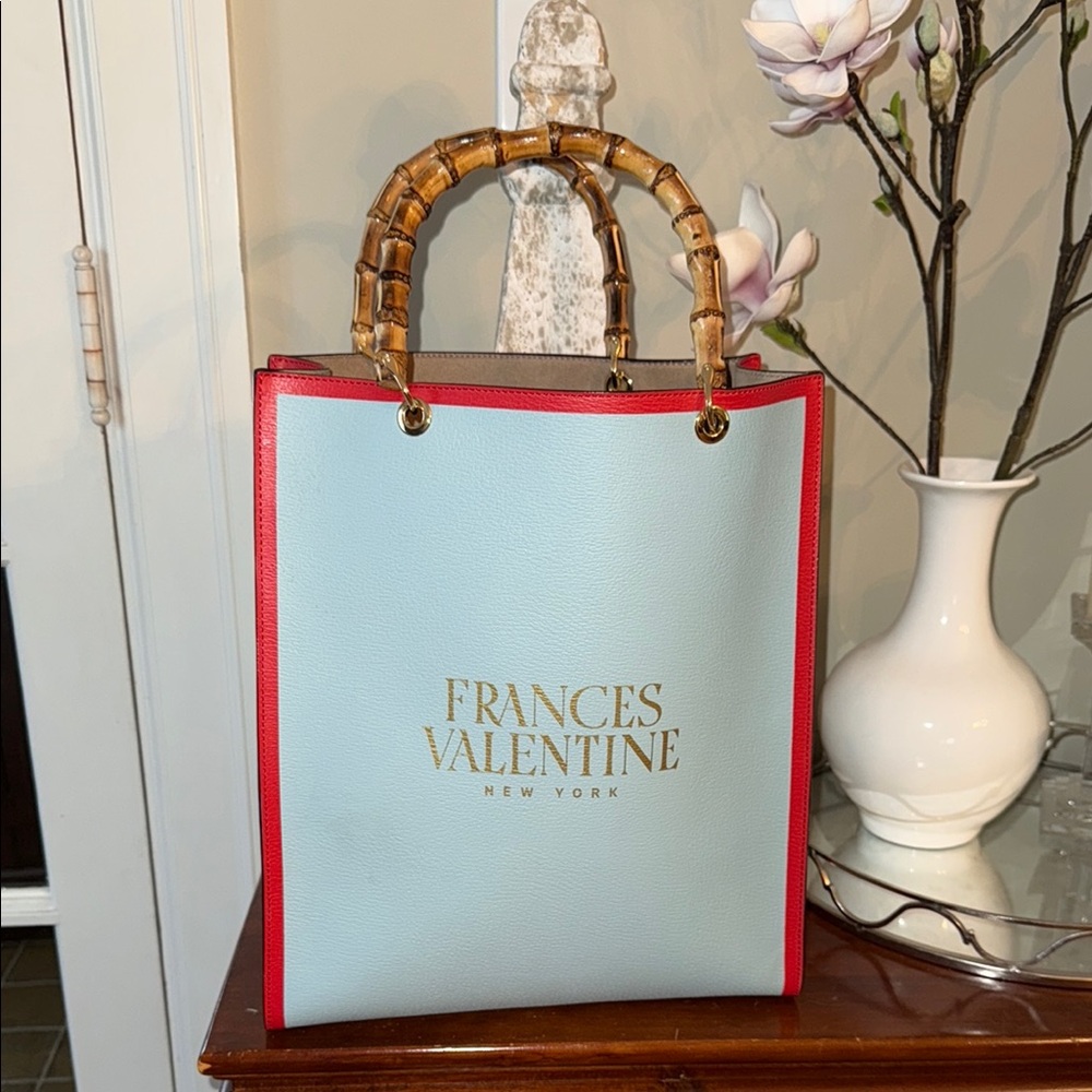 Frances Valentine Leather Tote With Bamboo Handles